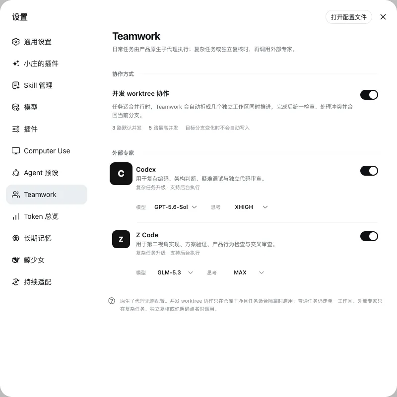 Teamwork settings for concurrent collaboration and external experts