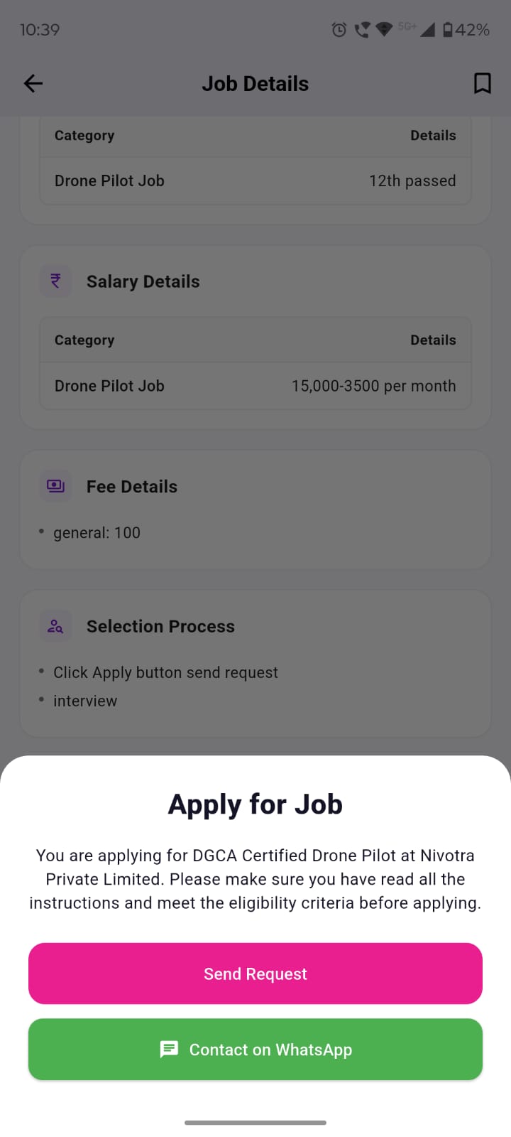 Job Vista Mobile App - Job Details