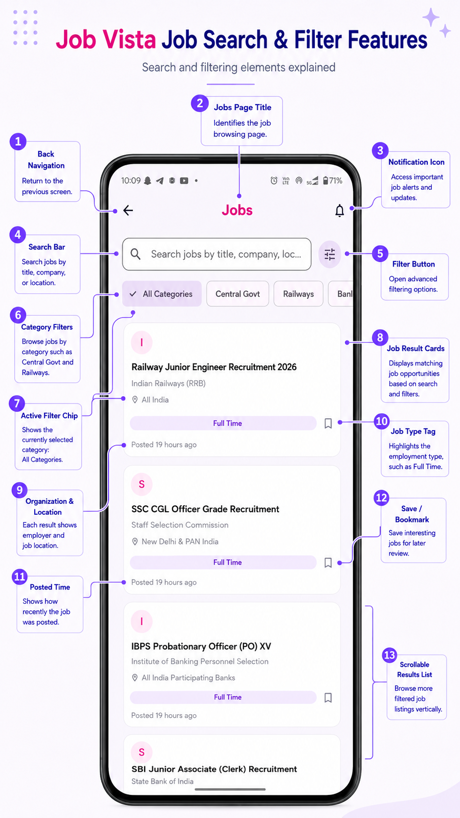 Job Vista Mobile App - Job Search and Filters