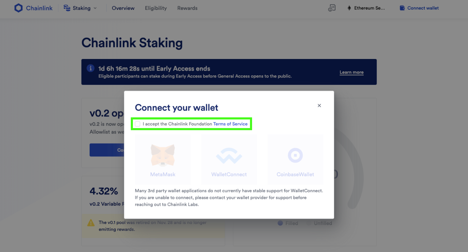 How to stake Link - Step 4