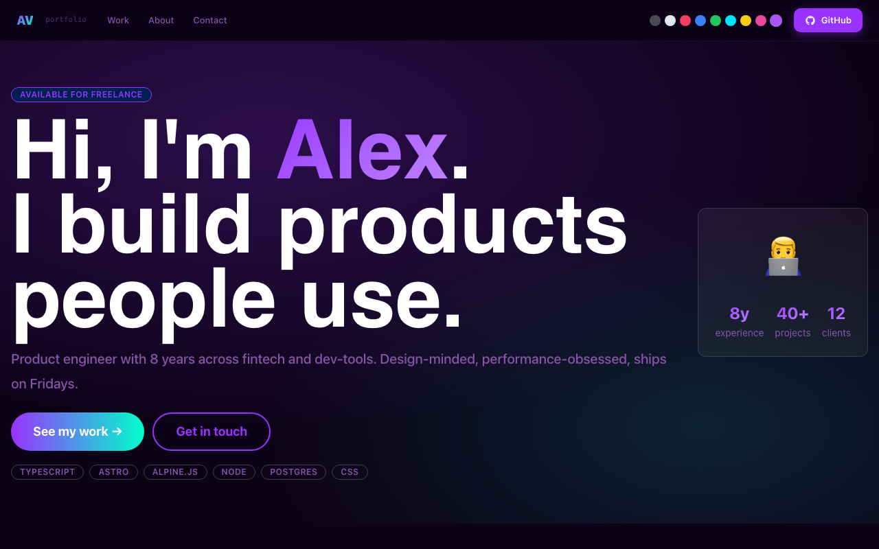 astro-njx-portfolio 网站模板截图