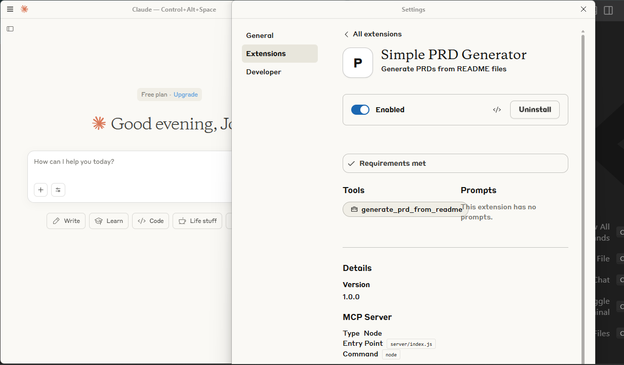 PRD Generator Screenshot