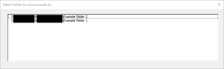 Example of selecting the folder