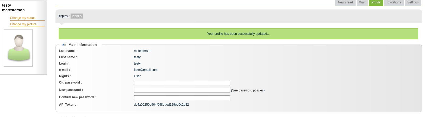 Account update confirmation