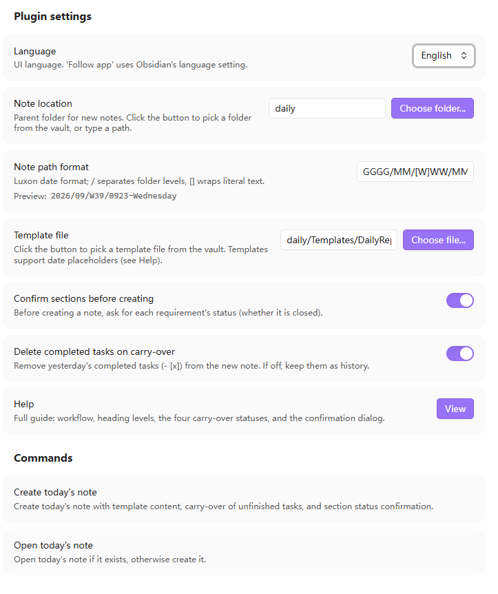 Plugin Settings