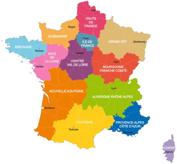 Différentes régions de la France