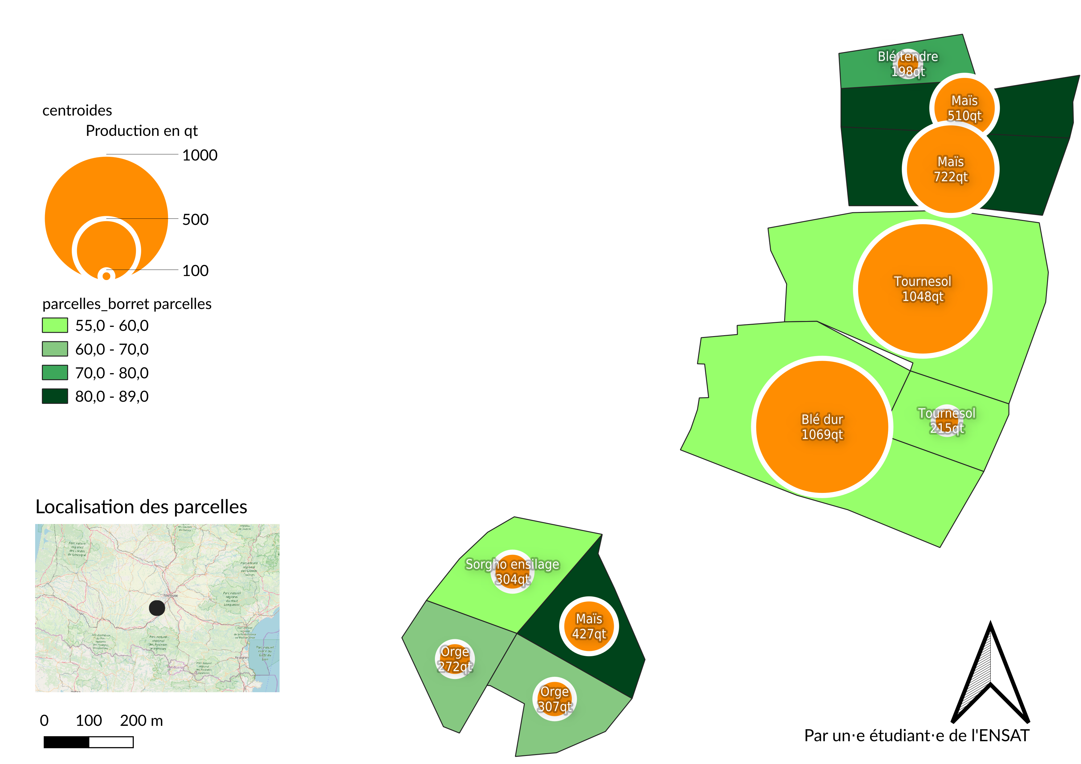 Carte avec localisation de la zone d'étude en utilisant des couches différentes