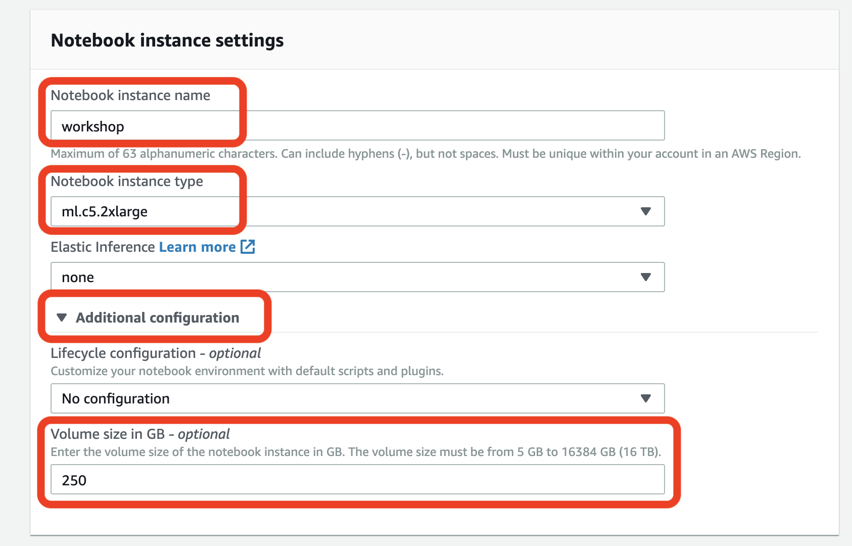 Fill notebook instance