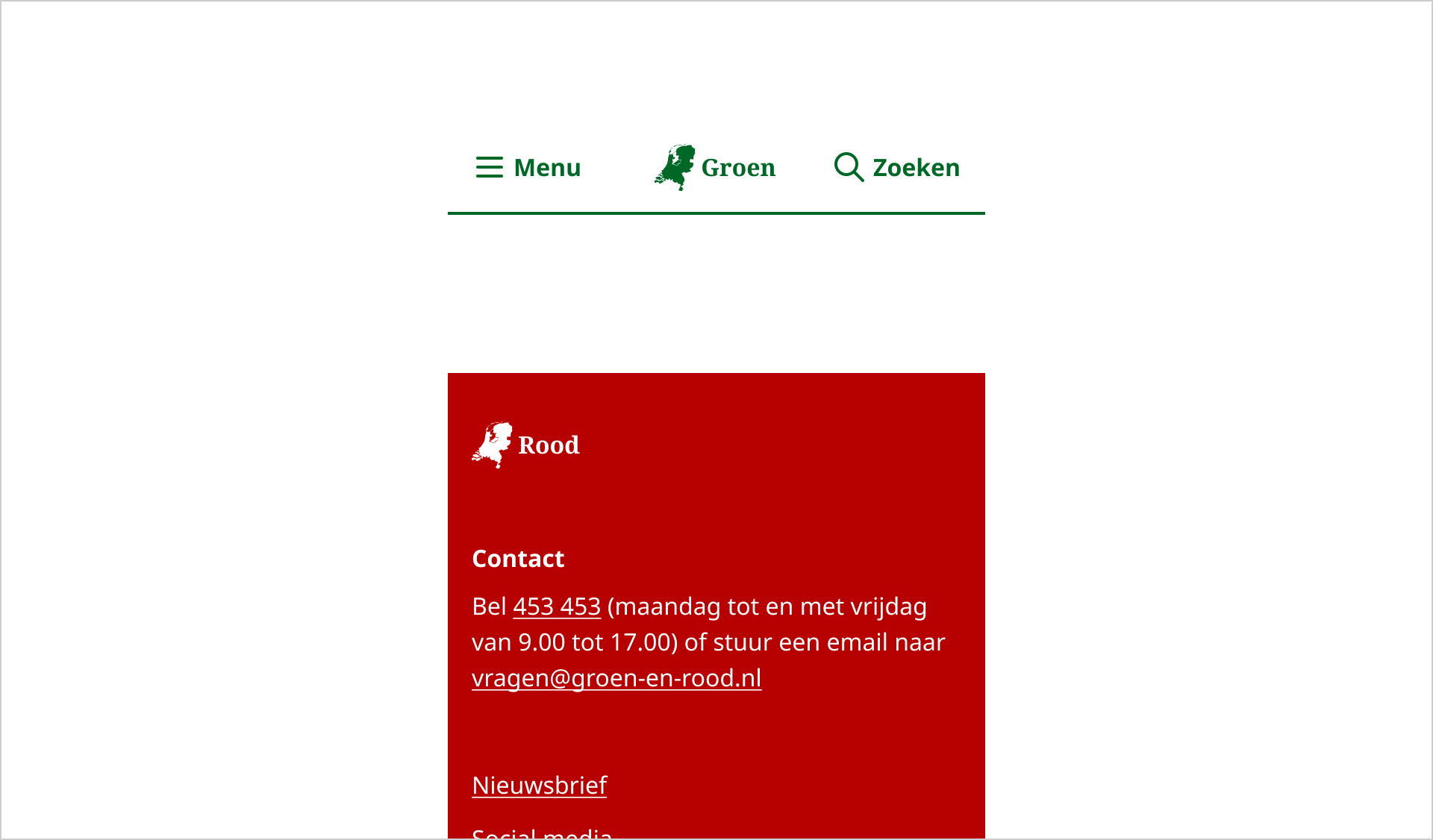 De afbeelding toont de componenten Page Header en Page Footer op basis van een violet kleur.