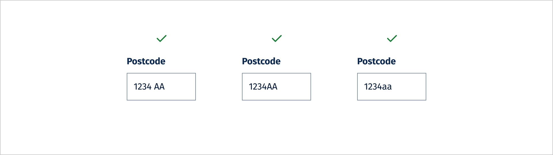 De 3 verschillende wijzen van postcode invoeren die allemaal goed zijn