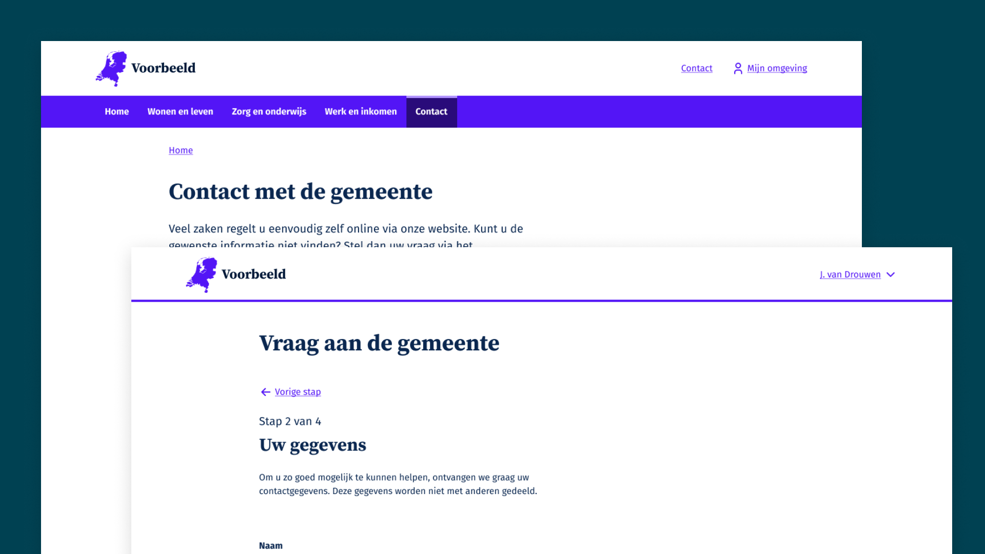 Ontwerp van een funnel header boven een meerstappenformulier