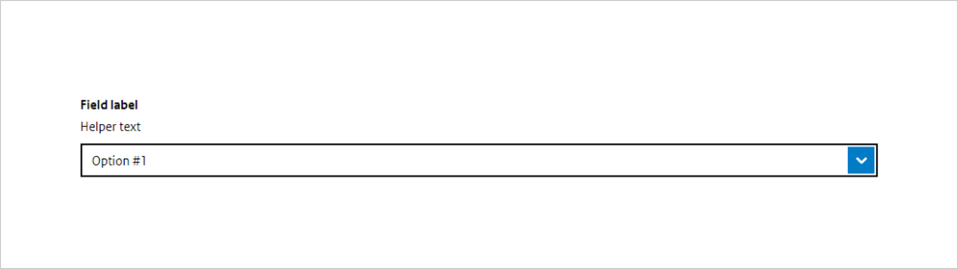 Screenshot van een Select component met daarbinnen de tekst: option 1.