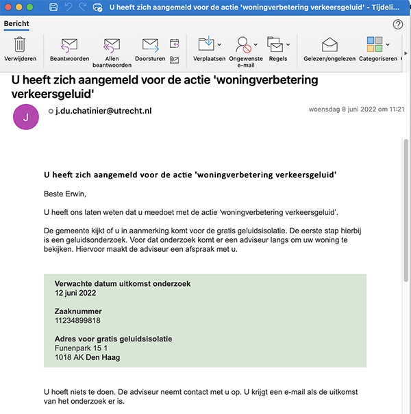 Email screenshot