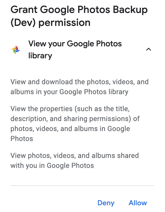 old google photos backup