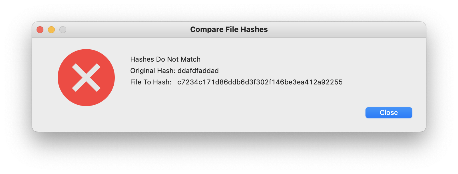 Hashes Do Not Match