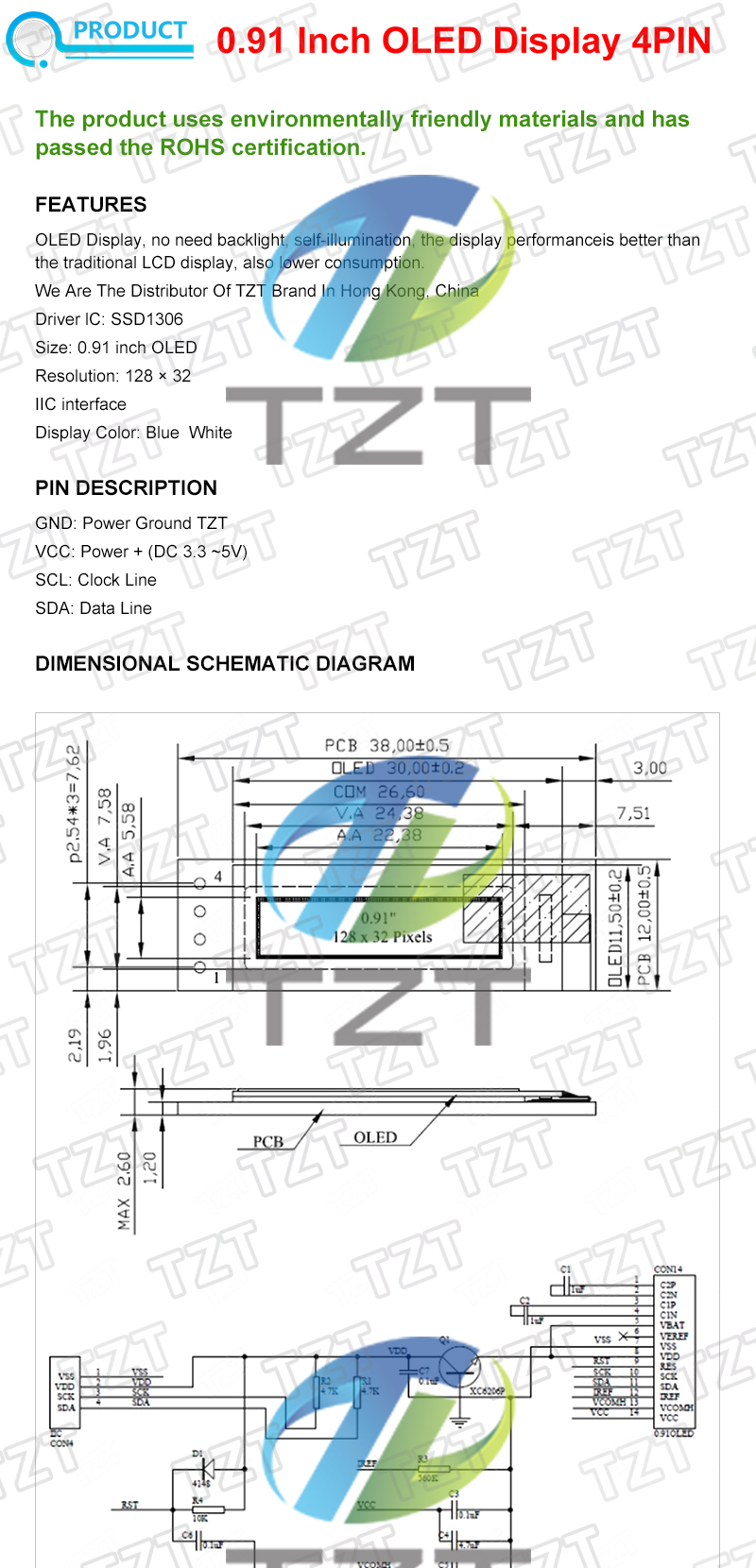 0.91 Inch OLED Display 4PIN