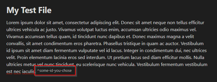 Define a block with an id using the carrot symbol