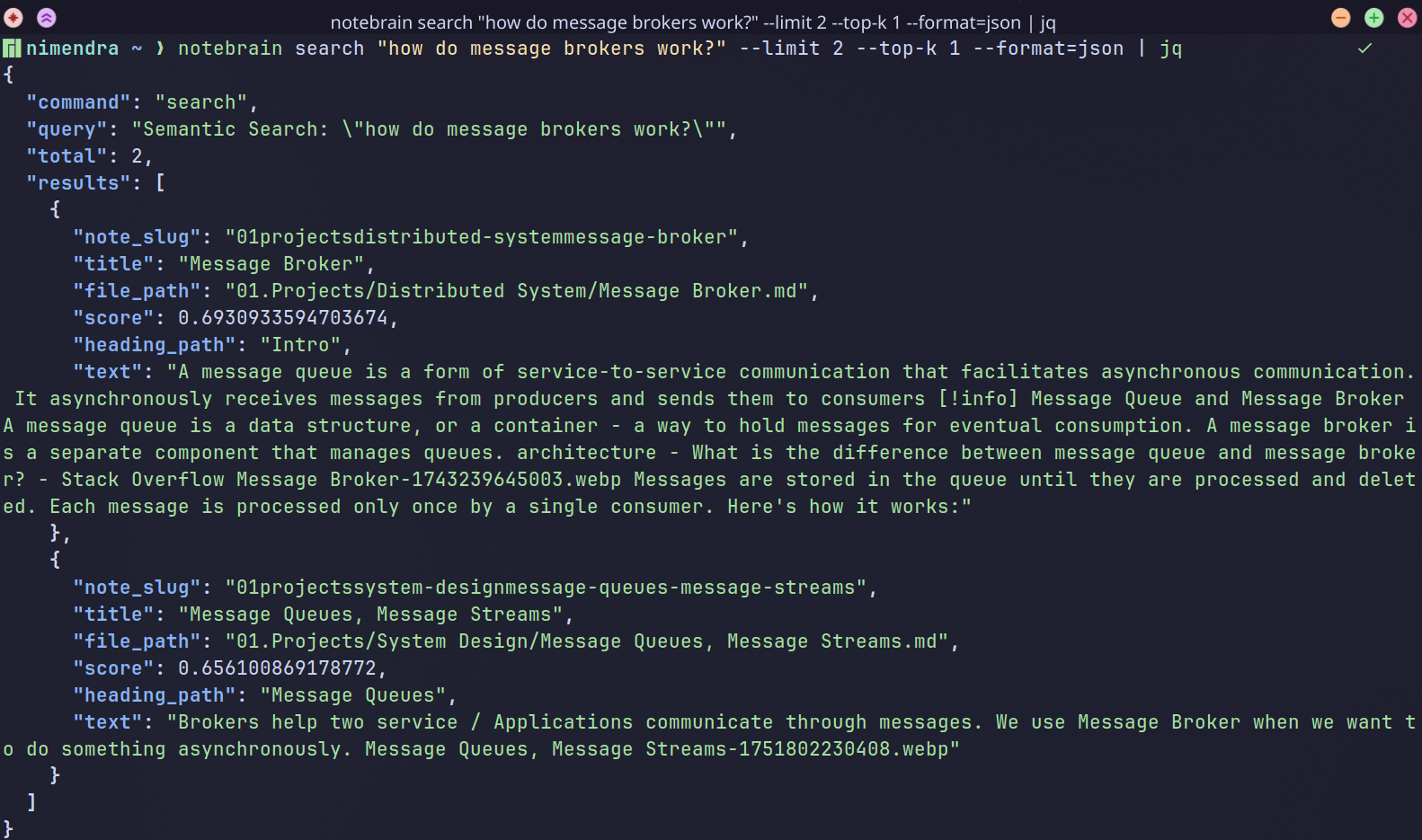 Notebrain search JSON
