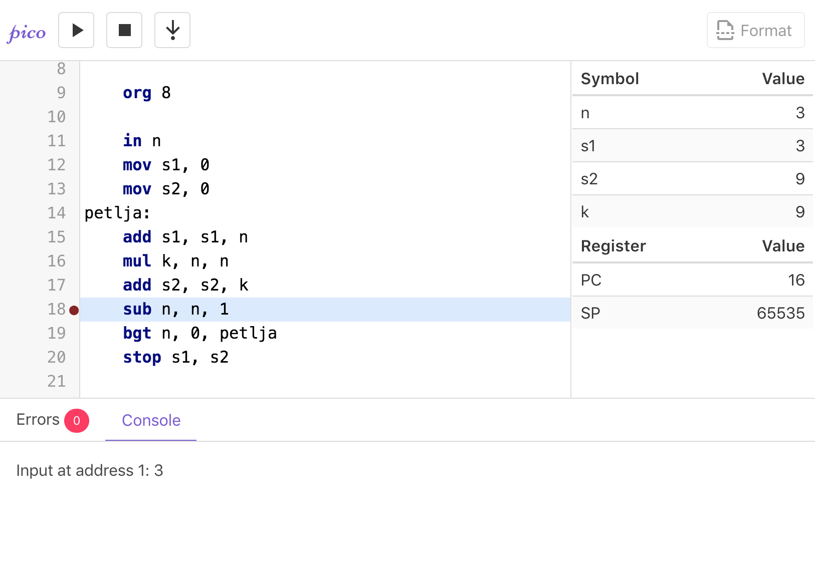 picoComputer editor