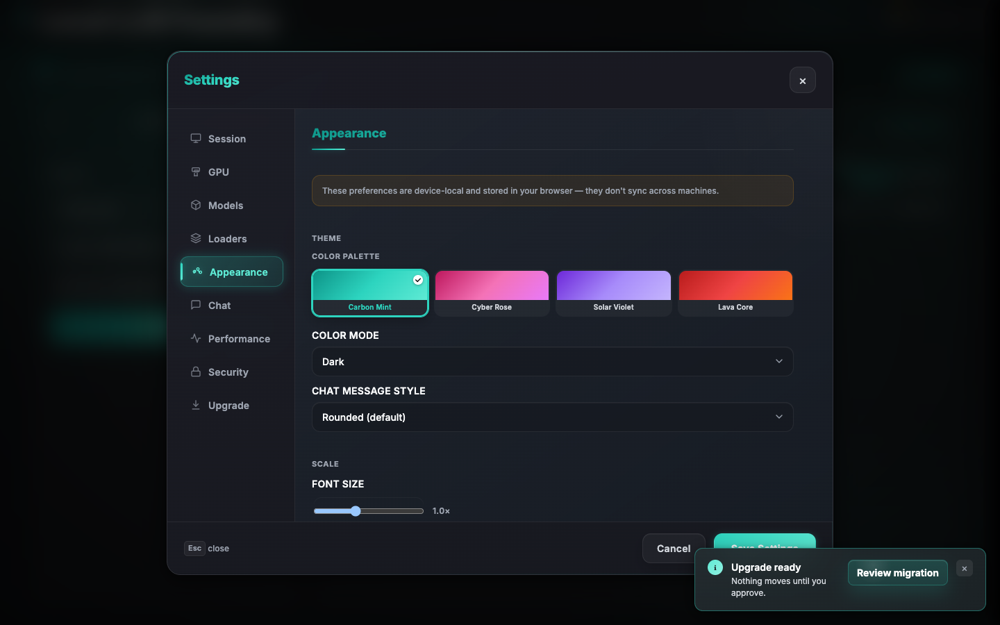 Carbon Mint appearance