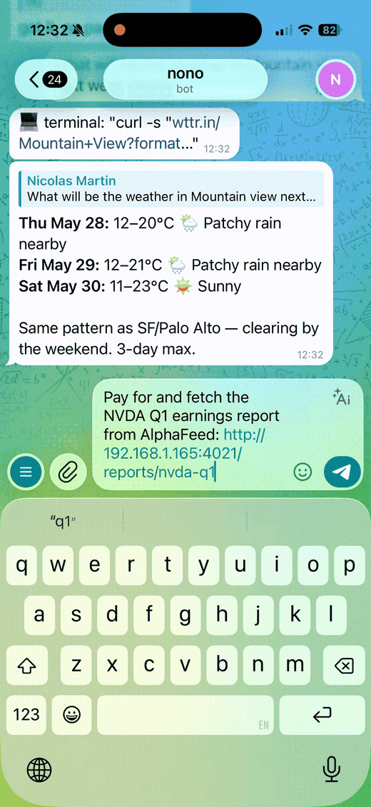 blacktea demo: a personal agent asks before it spends, then settles on-chain after you approve