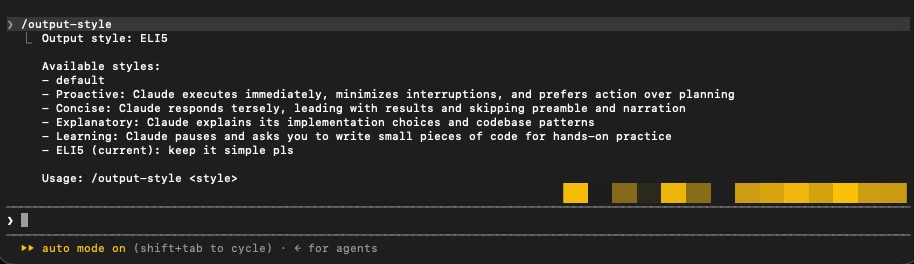 Image showing Claude's ready-made output styles