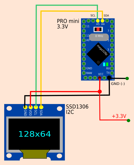 circuit i2c OLED Arduino Pro Mini