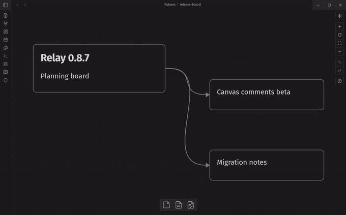 A canvas card gets a comment from its right-click menu, then a freestanding pin lands between two cards