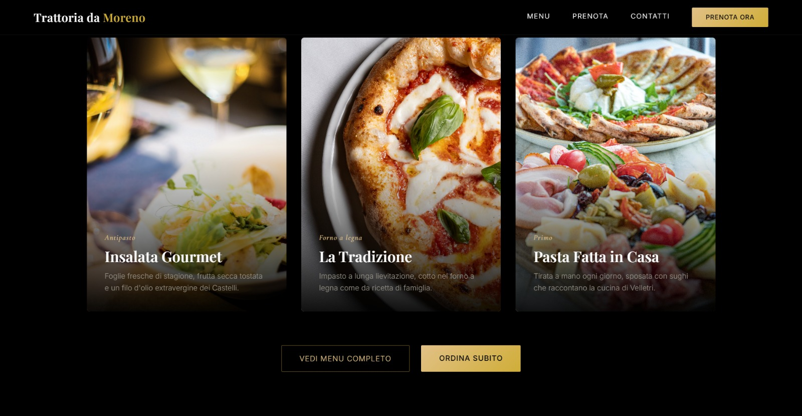 Galleria del menu del sito Trattoria da Moreno