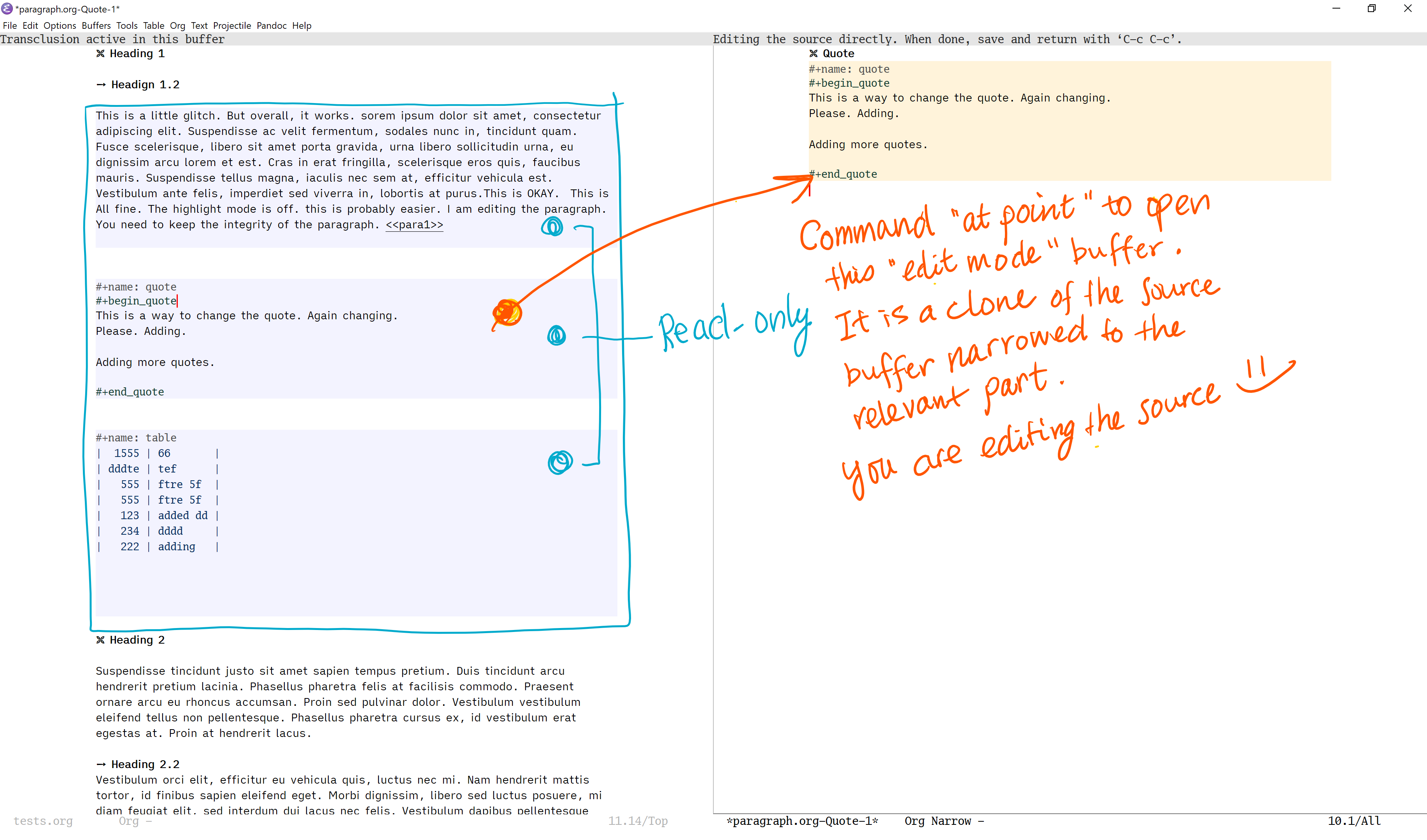 How the library works. Screen shot with annotation