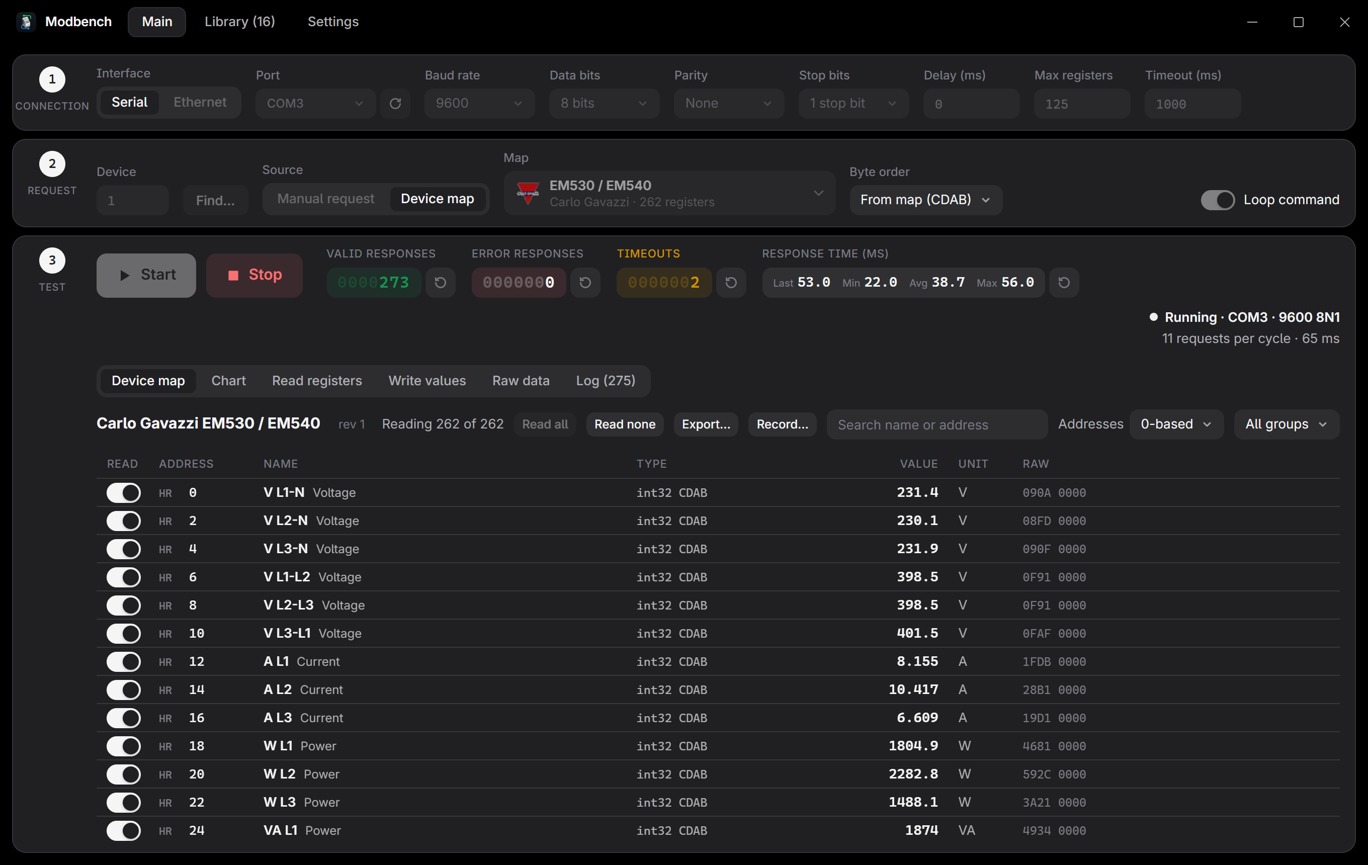 Device map in the dark theme