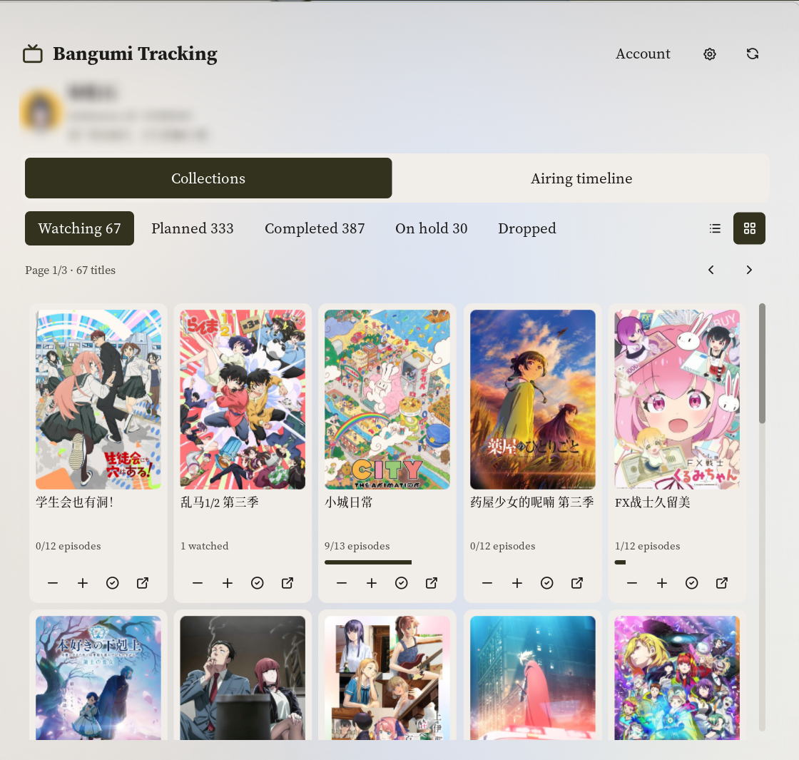 Collection cover grid