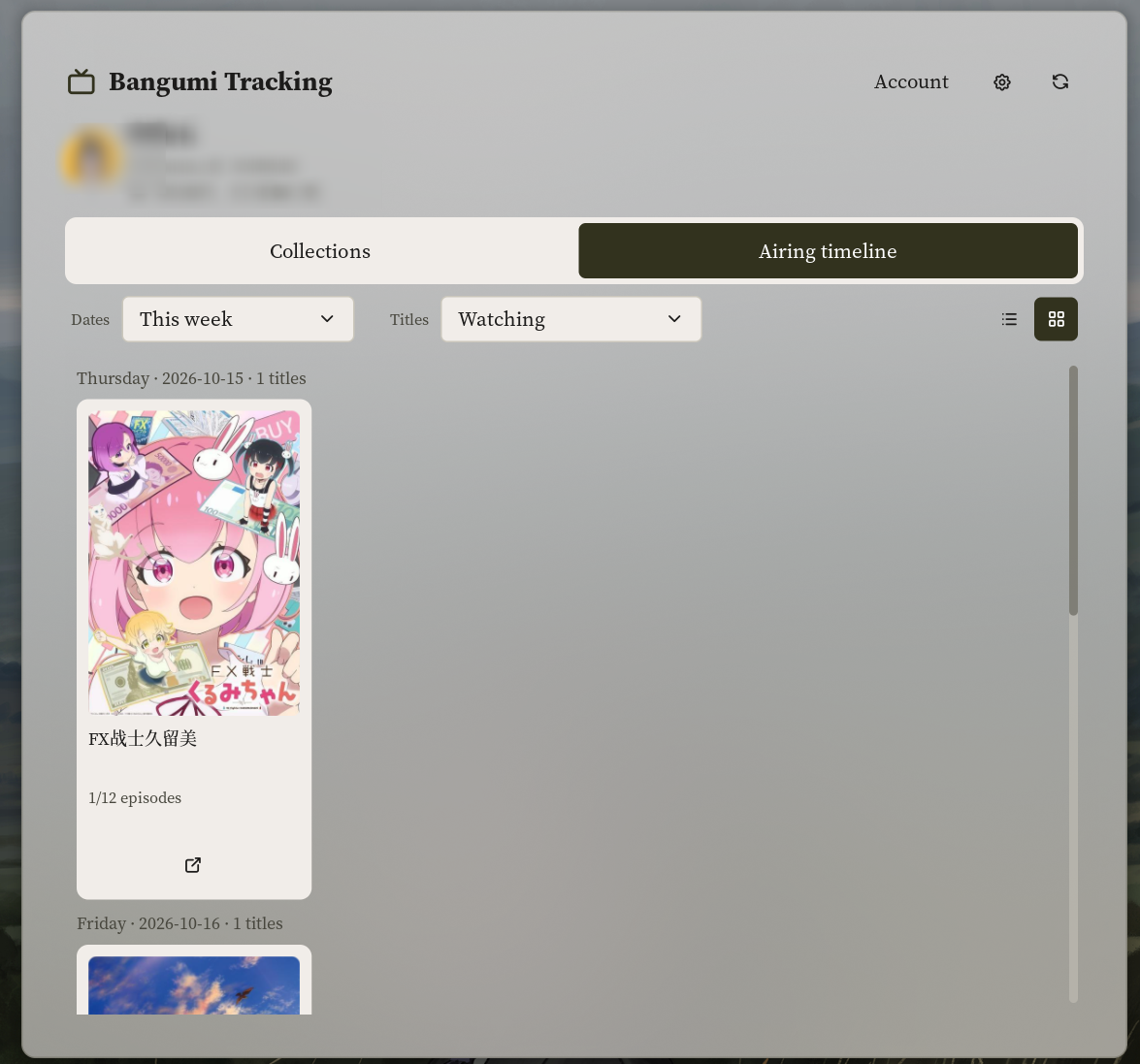 Airing timeline cover grid