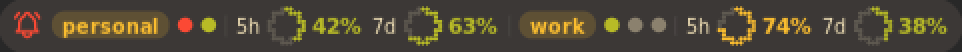 Bar widget with two accounts and ring gauges