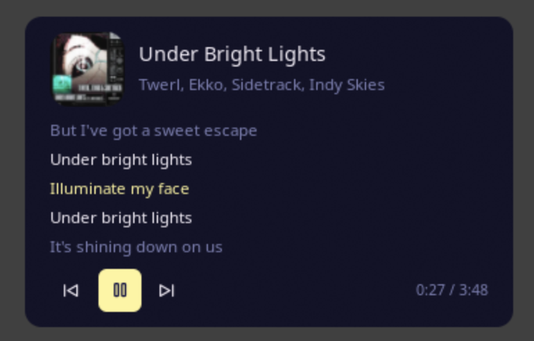 Media Lyrics desktop widget
