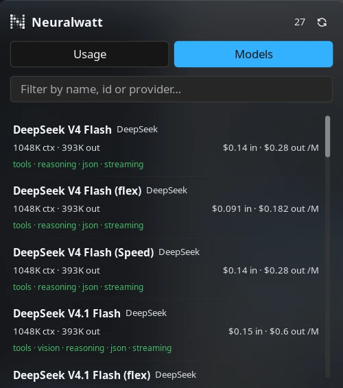 Models tab