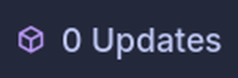 RUM Updates widget in the Noctalia bar showing zero available updates