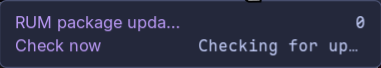 RUM Updates tooltip showing Checking for updates while a manual check runs