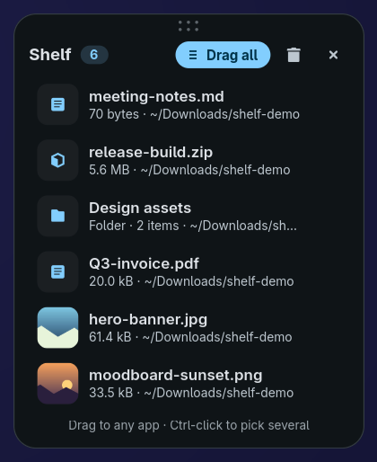 Shelf drop window
