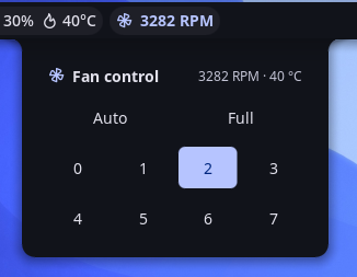 ThinkPad Fan & Thermal Control widget and panel