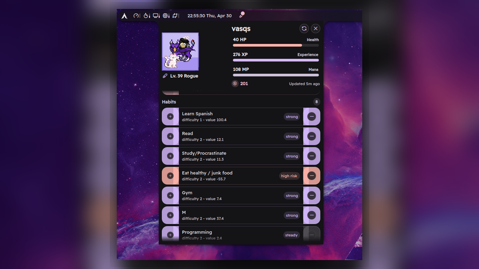 Habitica for Noctalia