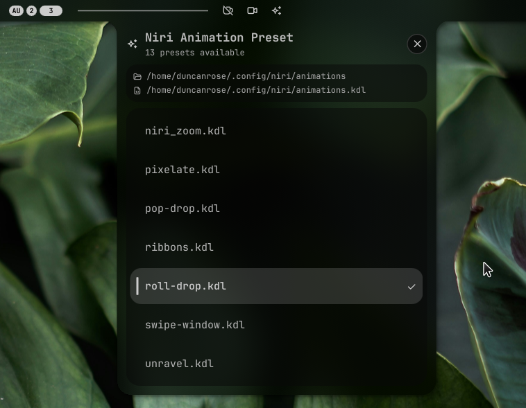 Niri Animation Picker