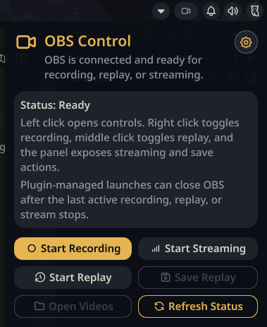 OBS Control panel