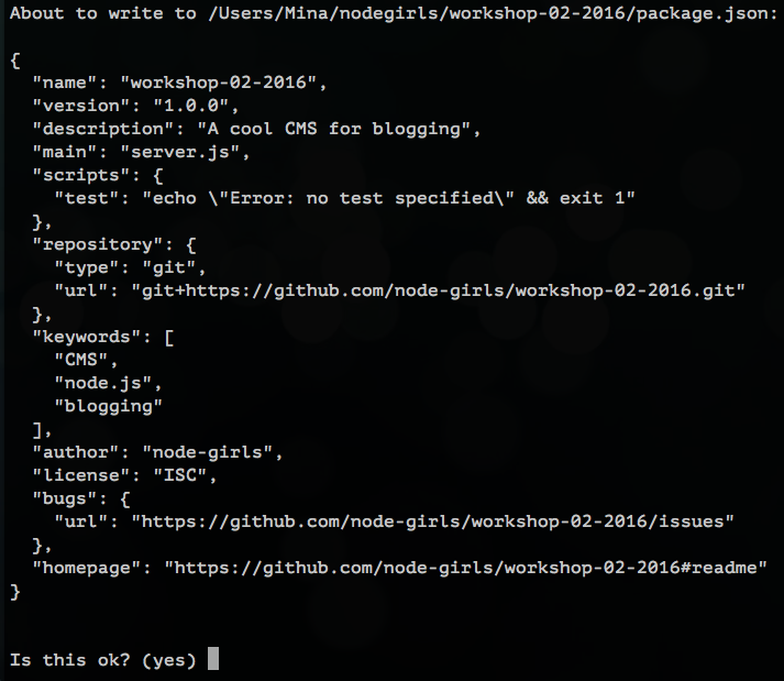 package.json confirmation