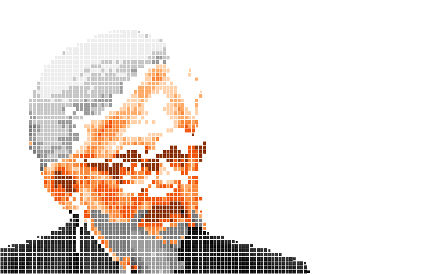 John McCarthy, who made Lisp, drawn in cells