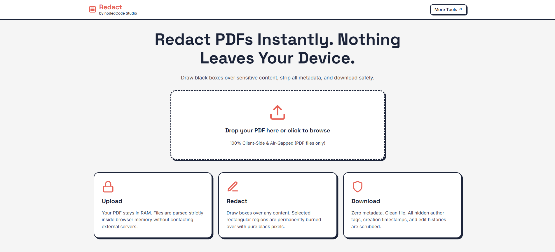 Redact by nodedCode Studio User Interface