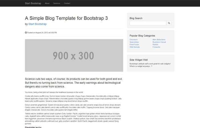 Blog Post Template for Twitter Bootstrap 3
