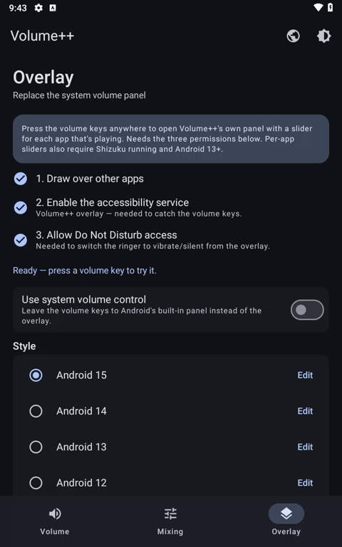 Overlay tab