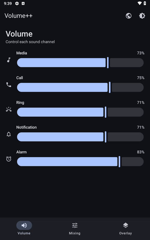 Volume tab