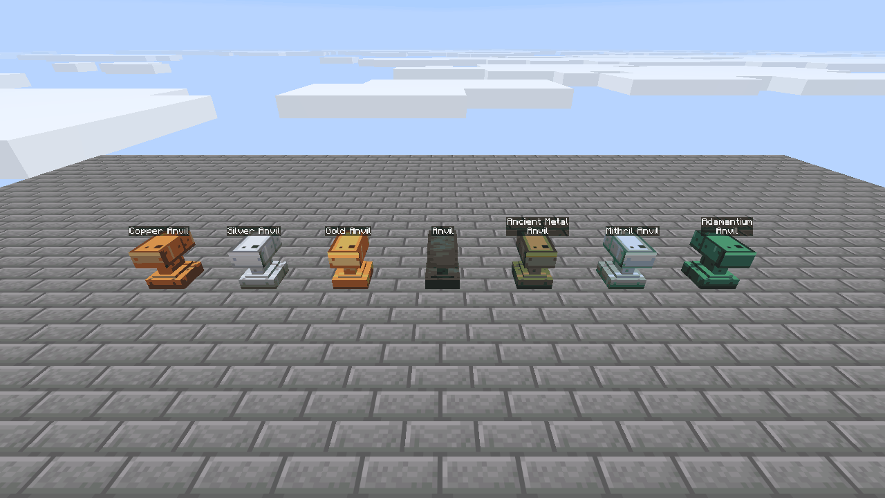 Metal anvils, repaired with nuggets of their own metal